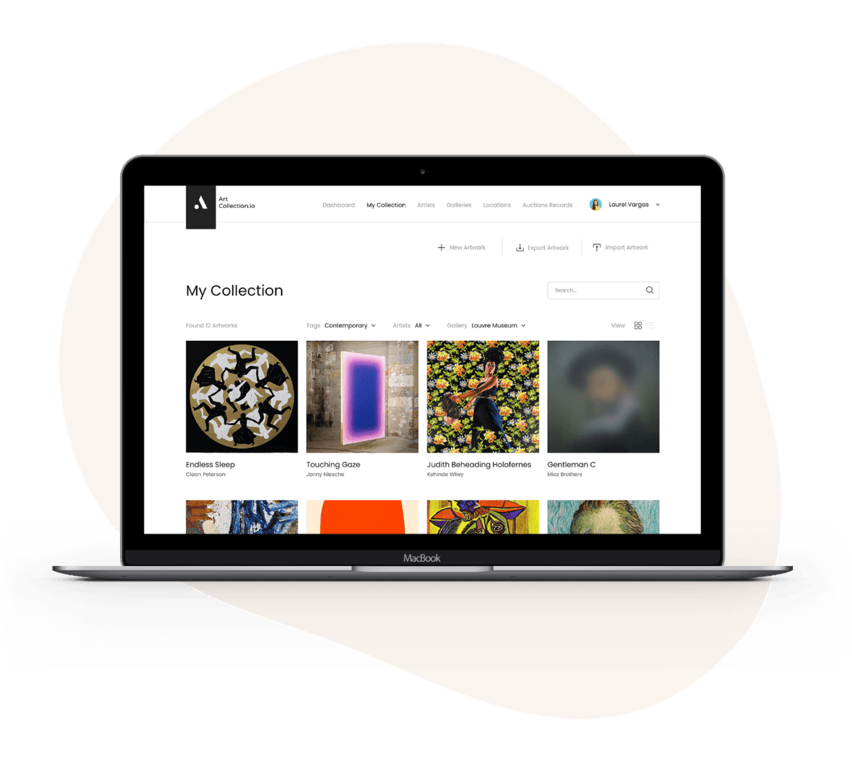 Art collection inventory management interface